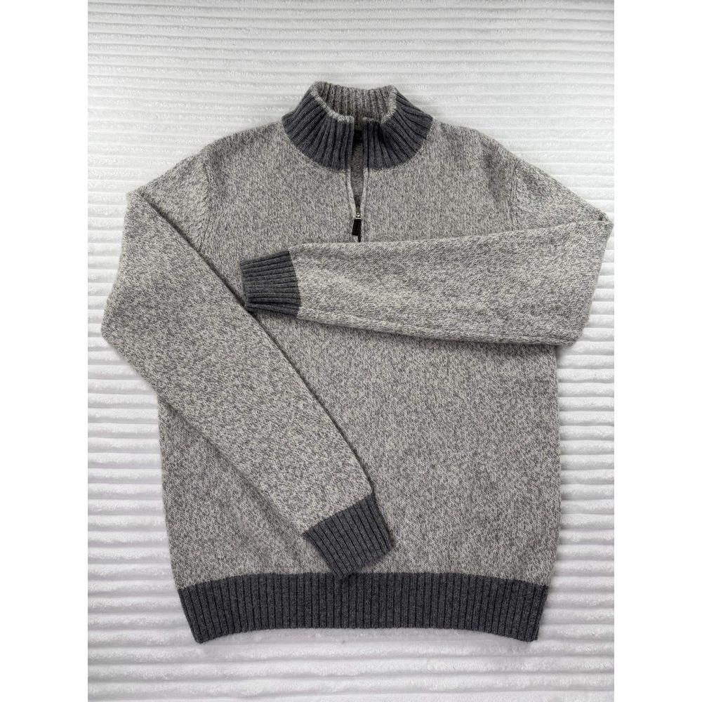 Daniele Blasi Mens L Gray Wool Blend Quarter Zip Sweater Made in Italy